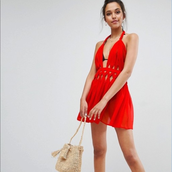 ASOS Other - ASOS Knot Waist Chiffon Beach Dress